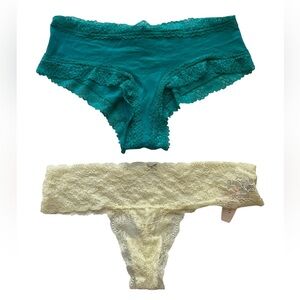Victoria's Secret Lace Panty Lot Of 2 Women’s Medium Thong Cheeky New